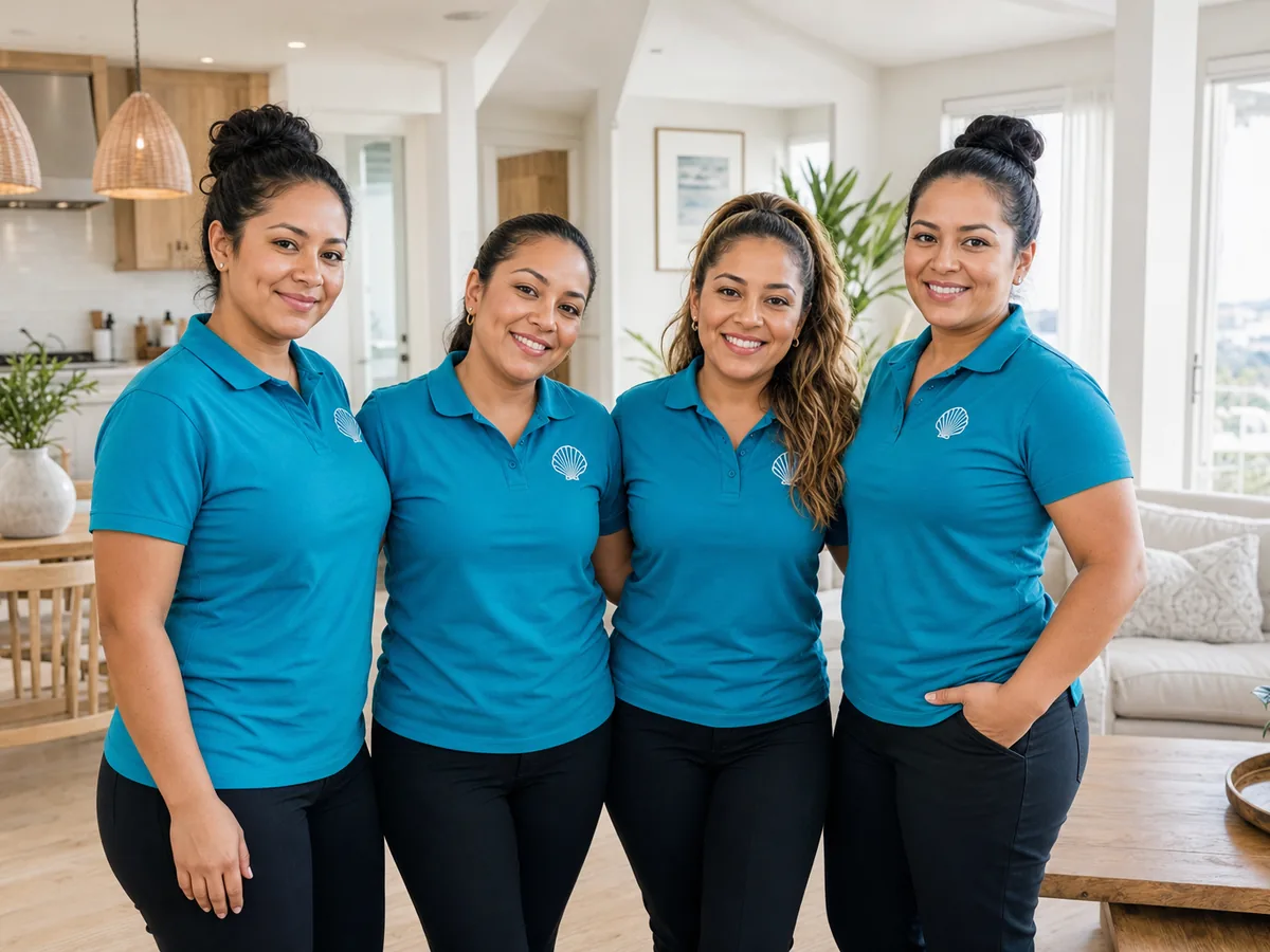 The friendly, 5-star rated Coastal Maid San Diego cleaning team in a bright coastal home